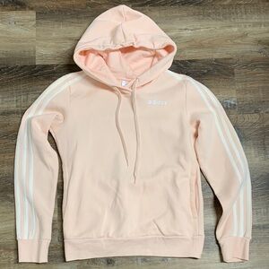 Adidas Women’s Peach Hoodie with White Accents and Pockets